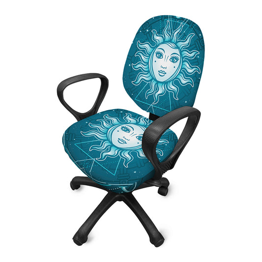 Geometric Celestial Sun And Moon Print Office Chair Cover