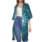 Geometric Celestial Sun And Moon Print Open Front Beach Cover Up