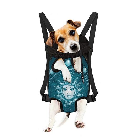 Geometric Celestial Sun And Moon Print Pet Carrier Backpack