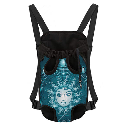 Geometric Celestial Sun And Moon Print Pet Carrier Backpack