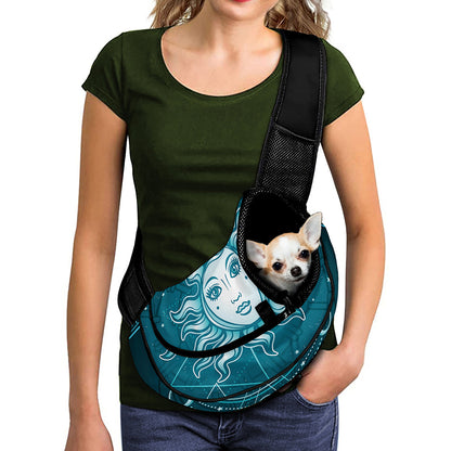 Geometric Celestial Sun And Moon Print Pet Sling Carrier