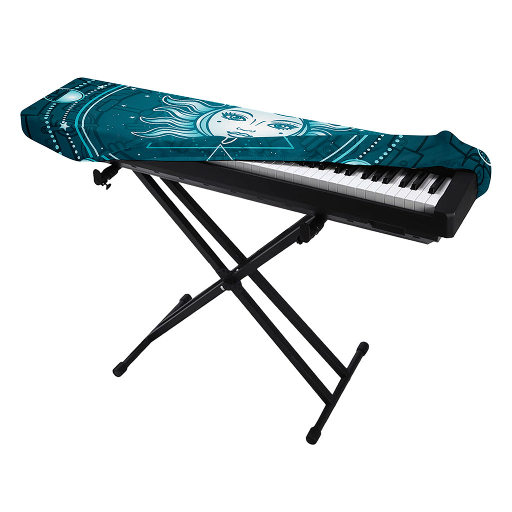 Geometric Celestial Sun And Moon Print Piano Keyboard Cover