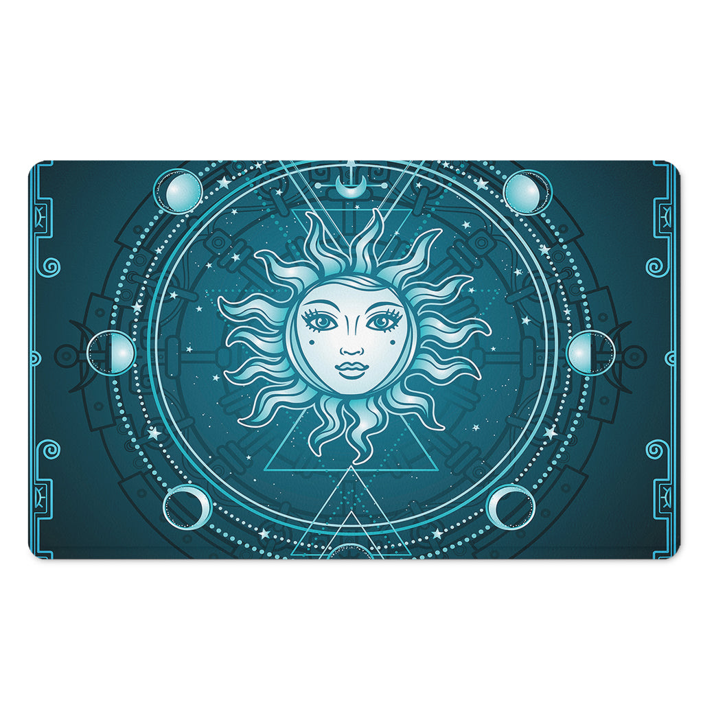 Geometric Celestial Sun And Moon Print Polyester Doormat