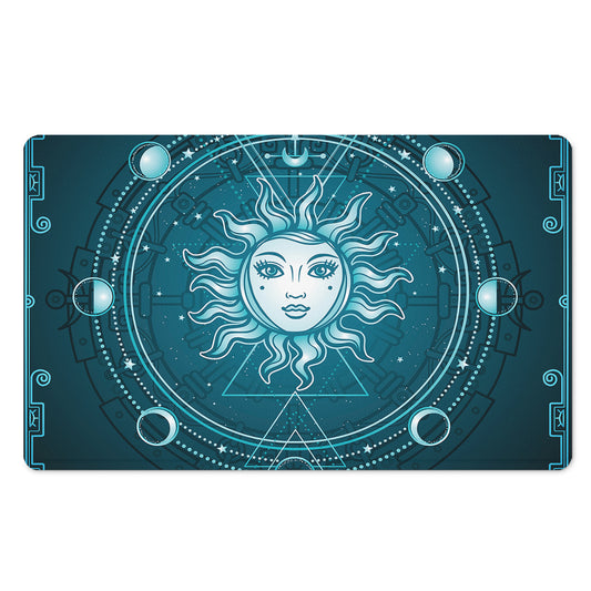 Geometric Celestial Sun And Moon Print Polyester Doormat