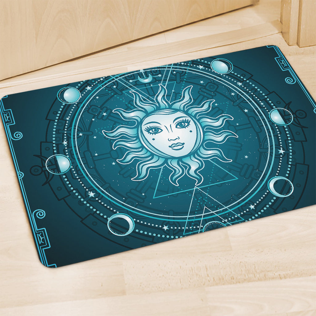 Geometric Celestial Sun And Moon Print Polyester Doormat