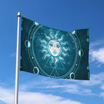 Geometric Celestial Sun And Moon Print Polyester Flag