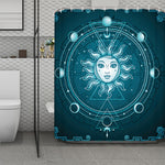 Geometric Celestial Sun And Moon Print Polyester Shower Curtain