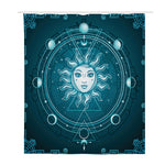 Geometric Celestial Sun And Moon Print Polyester Shower Curtain