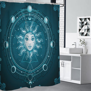 Geometric Celestial Sun And Moon Print Premium Shower Curtain