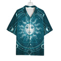 Geometric Celestial Sun And Moon Print Rayon Hawaiian Shirt