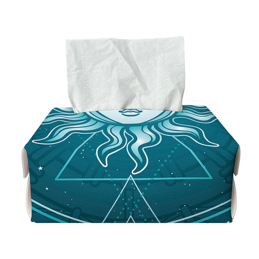 Geometric Celestial Sun And Moon Print Rectangle Tissue Box Cover