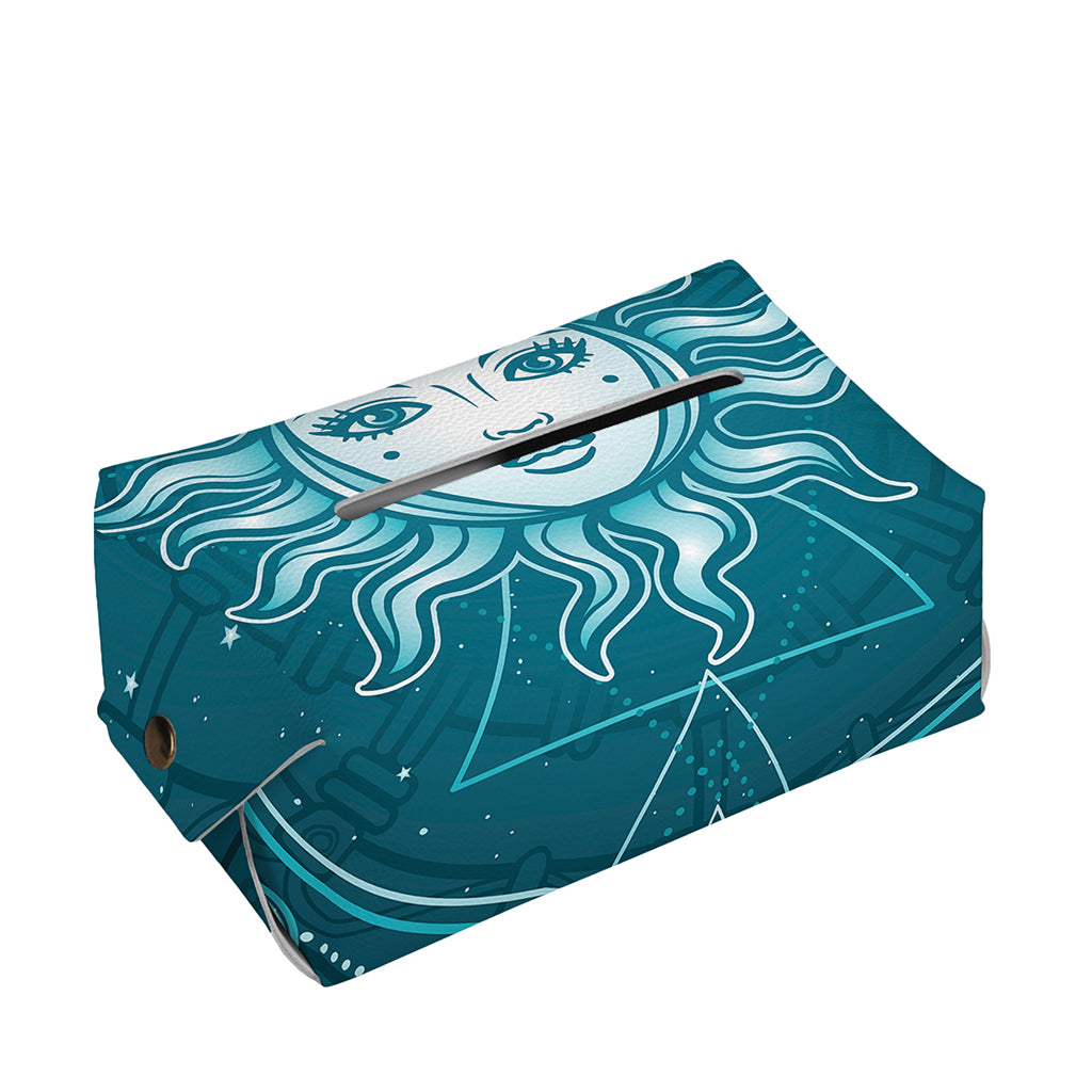 Geometric Celestial Sun And Moon Print Rectangle Tissue Box Cover