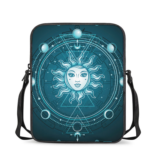 Geometric Celestial Sun And Moon Print Rectangular Crossbody Bag