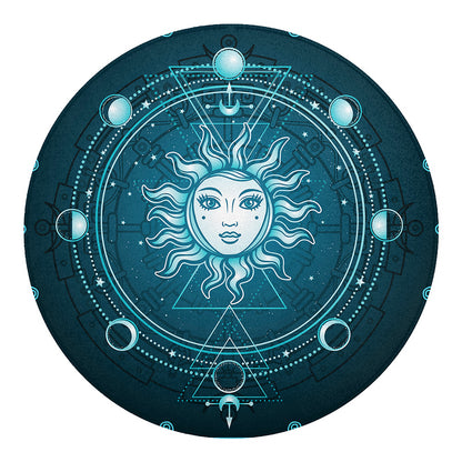 Geometric Celestial Sun And Moon Print Round Blanket
