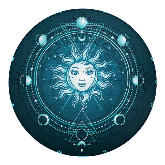 Geometric Celestial Sun And Moon Print Round Blanket