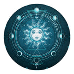 Geometric Celestial Sun And Moon Print Round Blanket