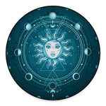 Geometric Celestial Sun And Moon Print Round Floor Mat