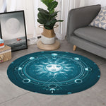 Geometric Celestial Sun And Moon Print Round Rug
