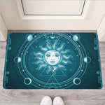 Geometric Celestial Sun And Moon Print Rubber Doormat