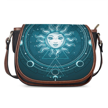 Geometric Celestial Sun And Moon Print Saddle Bag