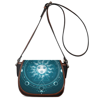 Geometric Celestial Sun And Moon Print Saddle Bag