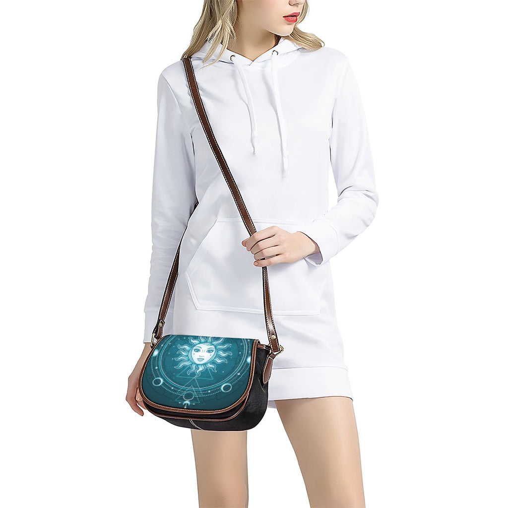 Geometric Celestial Sun And Moon Print Saddle Bag