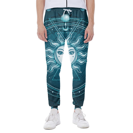 Geometric Celestial Sun And Moon Print Scuba Joggers