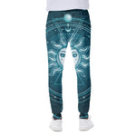 Geometric Celestial Sun And Moon Print Scuba Joggers