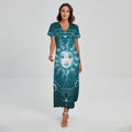 Geometric Celestial Sun And Moon Print Short Sleeve Maxi Dress