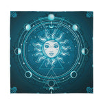 Geometric Celestial Sun And Moon Print Silk Bandana