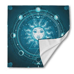 Geometric Celestial Sun And Moon Print Silk Bandana