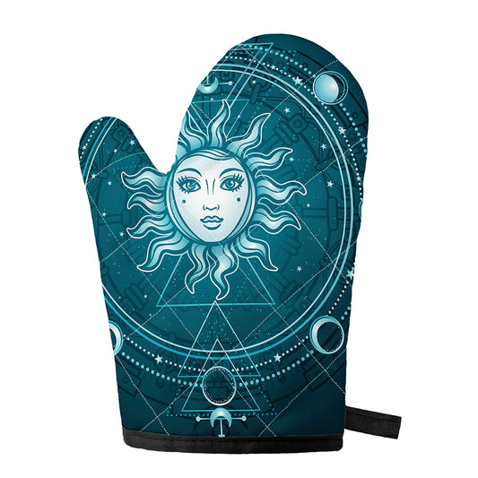 Geometric Celestial Sun And Moon Print Single Oven Mitt