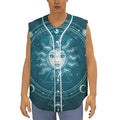 Geometric Celestial Sun And Moon Print Sleeveless Baseball Jersey
