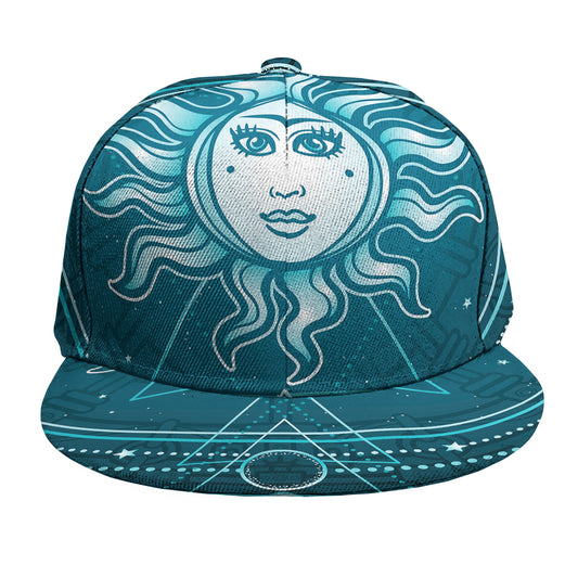 Geometric Celestial Sun And Moon Print Snapback Cap