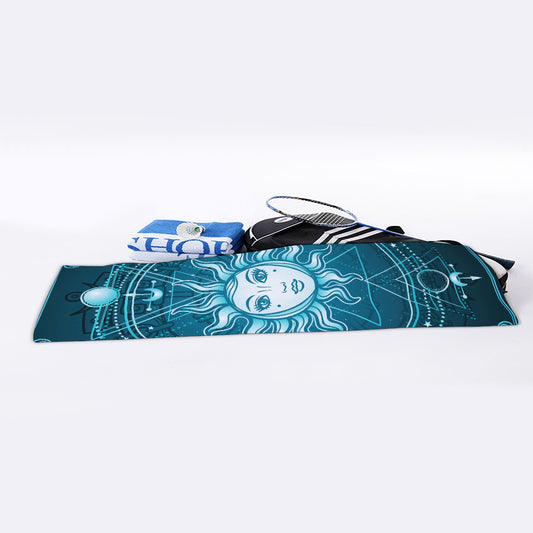 Geometric Celestial Sun And Moon Print Sports Towel