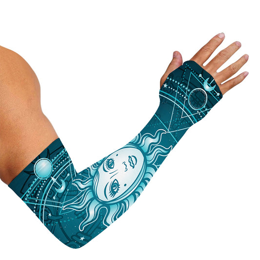 Geometric Celestial Sun And Moon Print Sun Protection Arm Sleeves