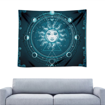 Geometric Celestial Sun And Moon Print Tapestry