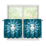 Geometric Celestial Sun And Moon Print Tier Curtains