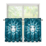 Geometric Celestial Sun And Moon Print Tier Curtains
