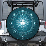 Geometric Celestial Sun And Moon Print Tire Cover