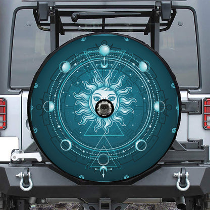 Geometric Celestial Sun And Moon Print Tire Cover With Camera Hole