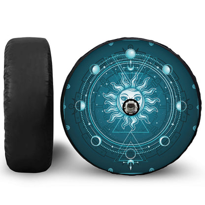 Geometric Celestial Sun And Moon Print Tire Cover With Camera Hole