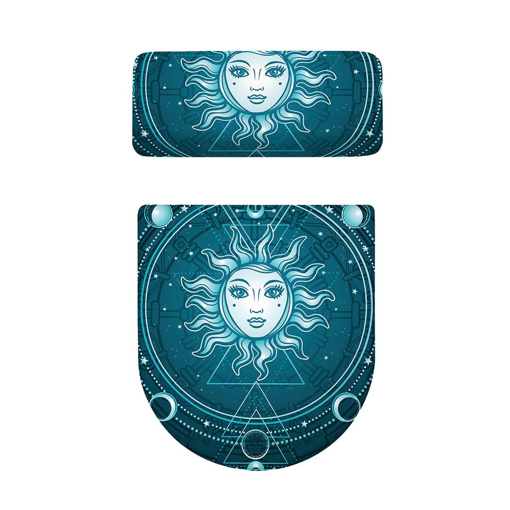 Geometric Celestial Sun And Moon Print Toilet Lid And Tank Cover Set