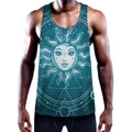 Geometric Celestial Sun And Moon Print Men's Workout Tank Top