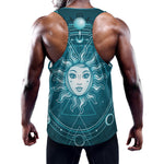 Geometric Celestial Sun And Moon Print Training Tank Top