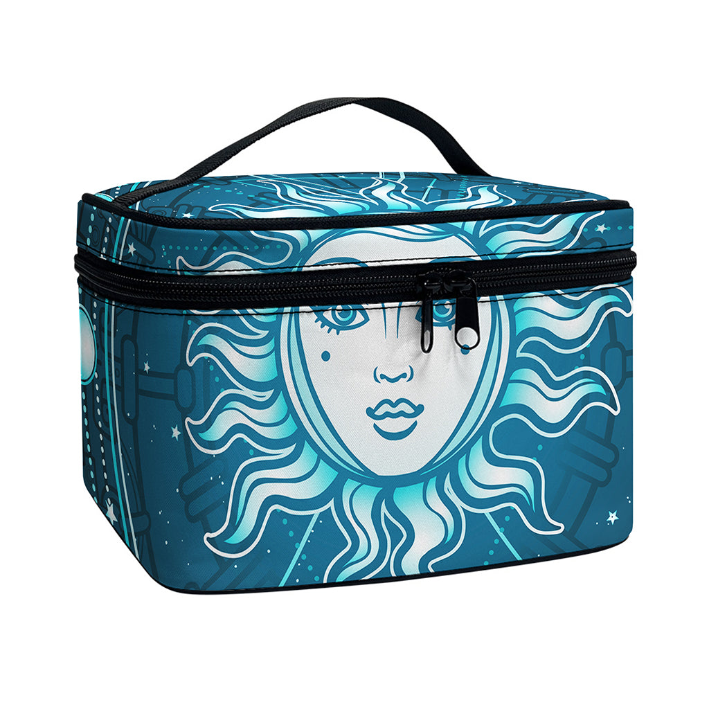 Geometric Celestial Sun And Moon Print Travel Makeup Bag