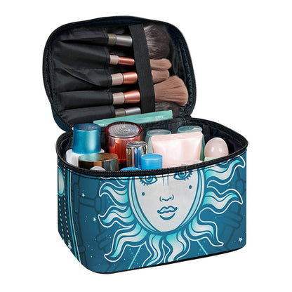Geometric Celestial Sun And Moon Print Travel Makeup Bag