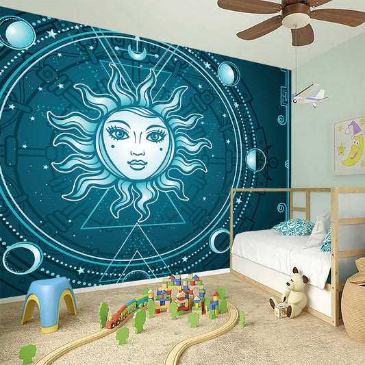 Geometric Celestial Sun And Moon Print Wall Sticker