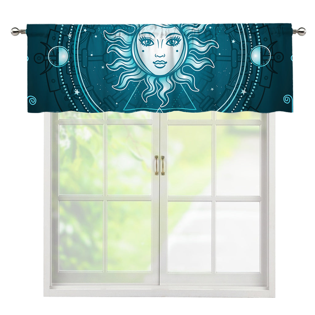 Geometric Celestial Sun And Moon Print Window Valance