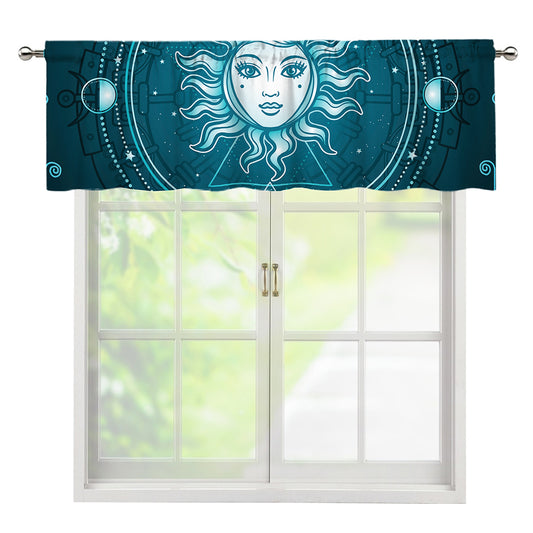 Geometric Celestial Sun And Moon Print Window Valance